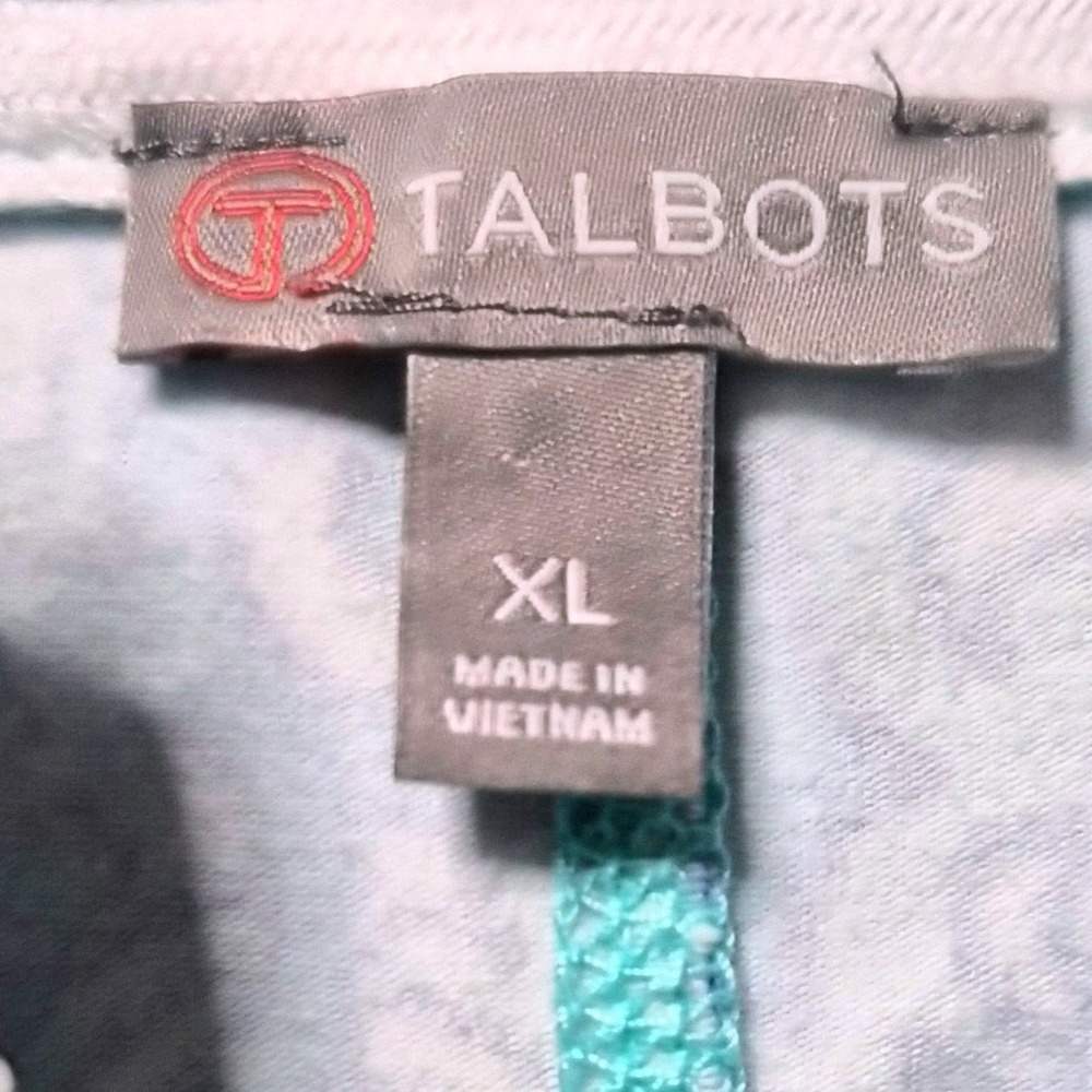 Talbots Talbots Blue White Geometric Tile Quarter Zip Pullover Size XL - Picture 4 of 7